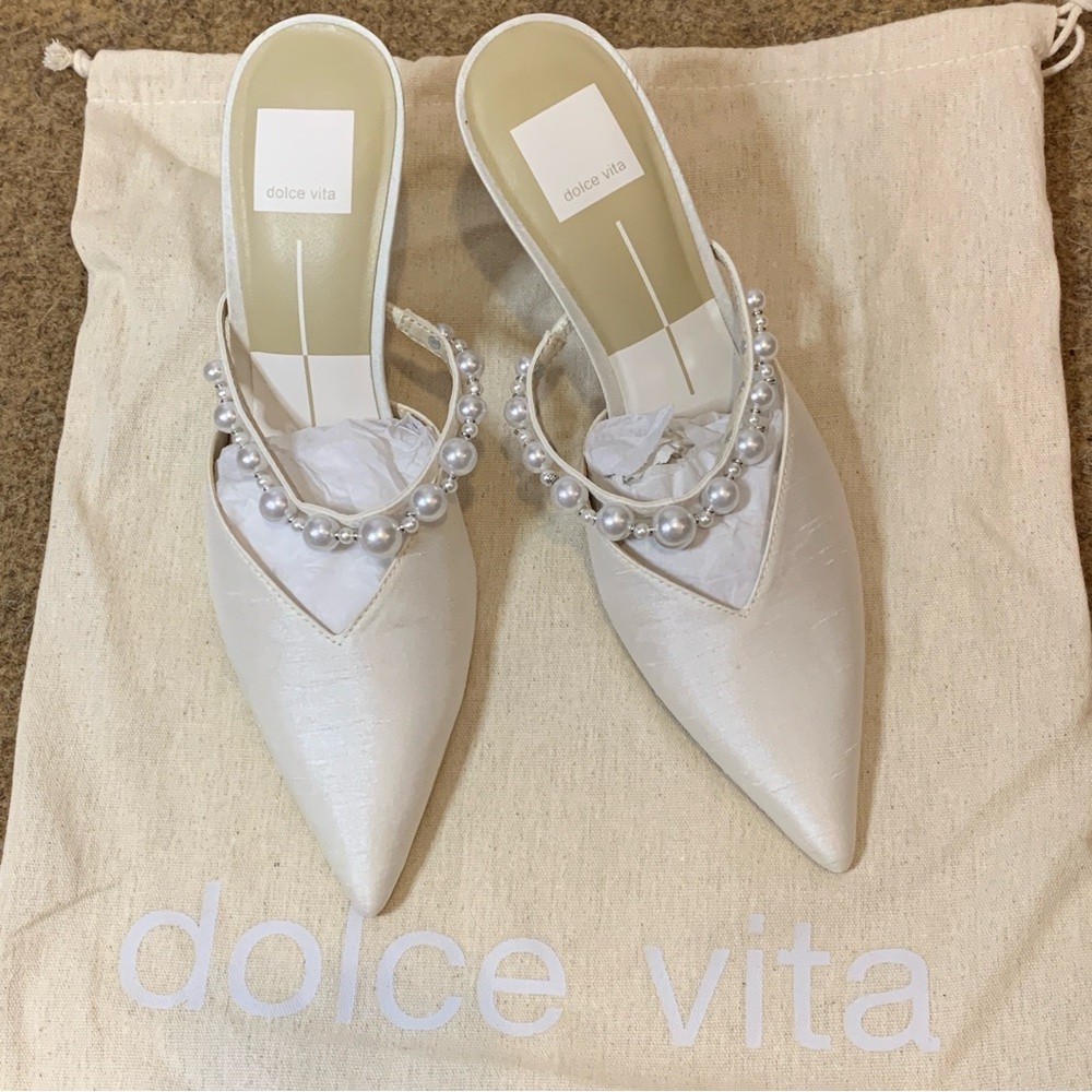 Dolce Vita Kanika Pearl Mid Heels Vanilla Pearls Wedding Bride Size 8 $150.00 - Picture 14 of 16